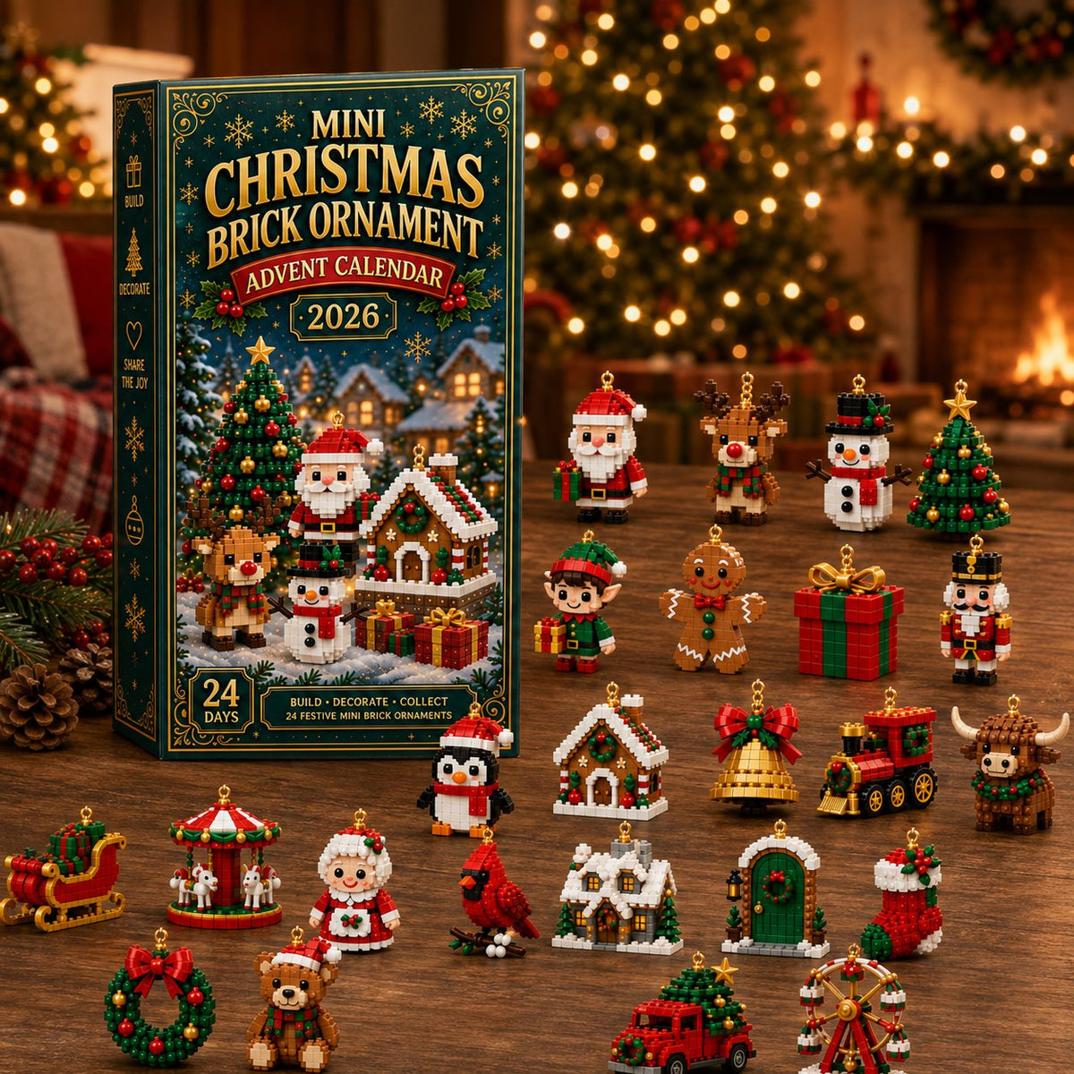 TopSpire®⏰ Last day to save 49% – 🎄 24-Day Mini Christmas Ornament Advent Calendar | 24 unique festive buildable designs with hanging loops—perfect for decorating Christmas trees, wreaths, and holiday displays 🧱