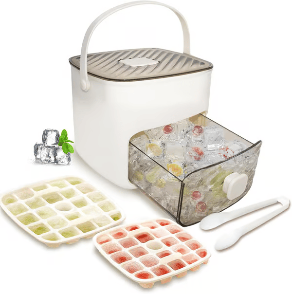 🔥LAST DAY 70% OFF - 🧊Portable Ice Maker with Lid and Storage Box (✨Includes Ice Tongs)