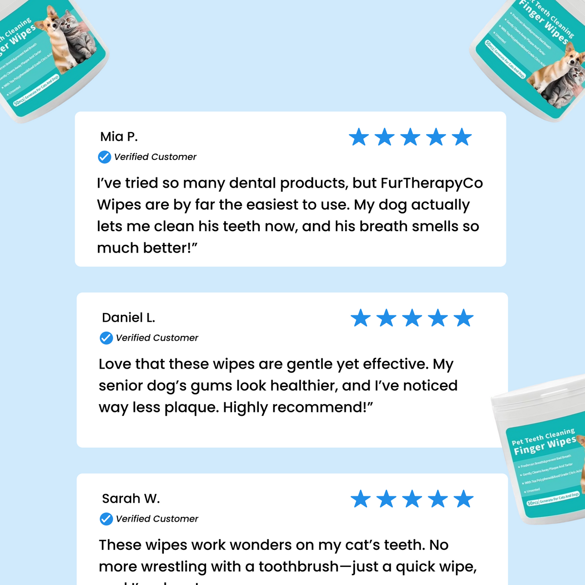 Natural Pet Dental Finger Wipes