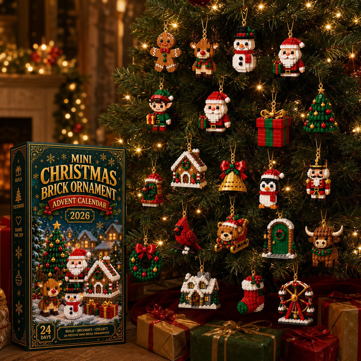 TopSpire®⏰ Last day to save 49% – 🎄 24-Day Mini Christmas Ornament Advent Calendar | 24 unique festive buildable designs with hanging loops—perfect for decorating Christmas trees, wreaths, and holiday displays 🧱