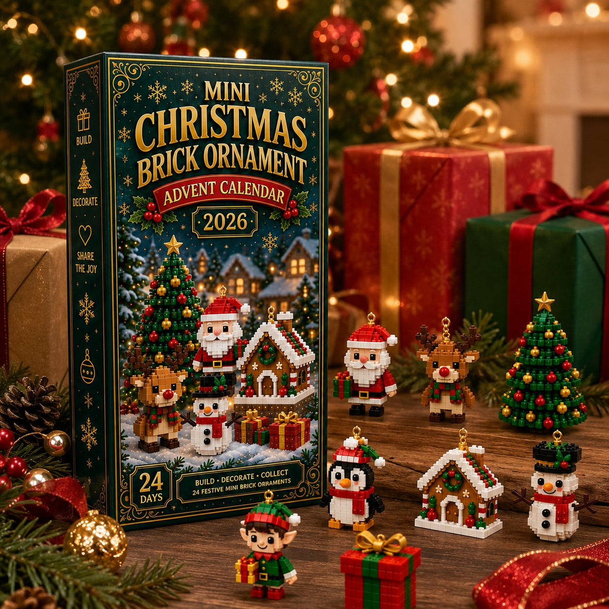 TopSpire®⏰ Last day to save 49% – 🎄 24-Day Mini Christmas Ornament Advent Calendar | 24 unique festive buildable designs with hanging loops—perfect for decorating Christmas trees, wreaths, and holiday displays 🧱